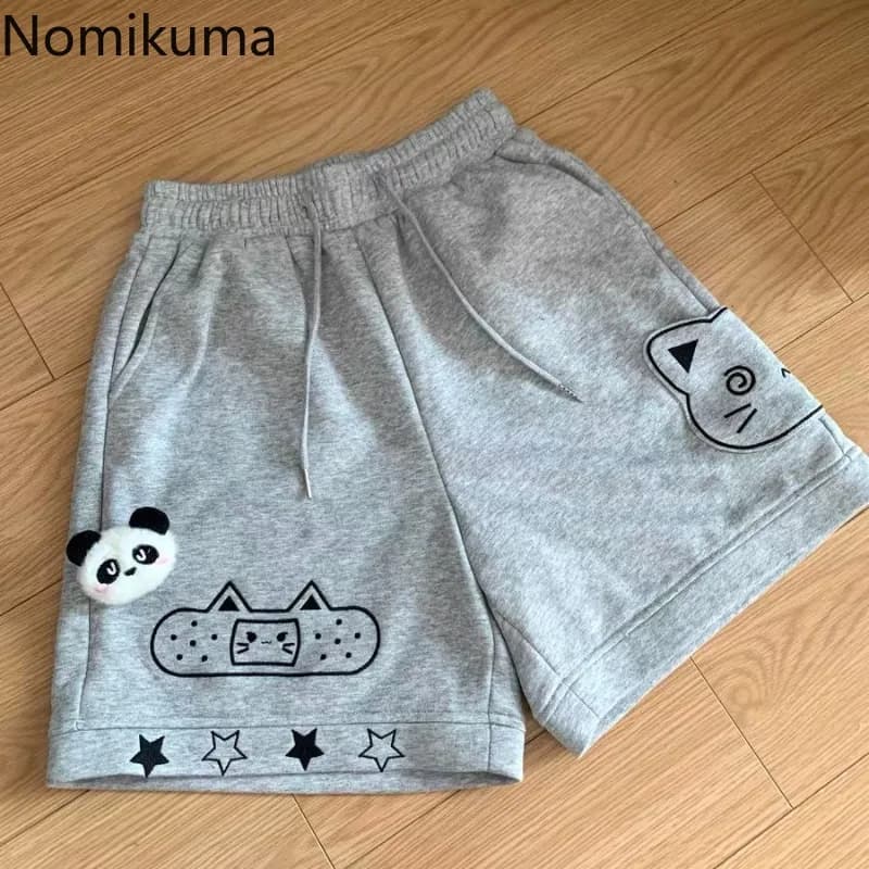 Casual Cat Print Shorts for Women Streetwear Fashion Short Mujer 2025 New Bottoms Summer Y2k Pants Pantalones Cortos De Mujer