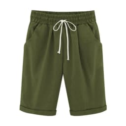 Women Cotton Shorts Casual High Waist Pocket Harem Pant Summer Cool Thin Beachwear Fashion Breathable Female Clothing