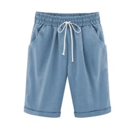 Women Cotton Shorts Casual High Waist Pocket Harem Pant Summer Cool Thin Beachwear Fashion Breathable Female Clothing