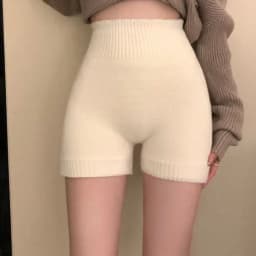 Knitted Warm Shorts for Women Korean Fashion Short Mujer High Waist Casual Solid Color Y2k Pants Pantalones Cortos De Mujer