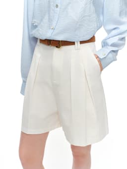 DUSHU High-waisted A-line Wide-leg Shorts White Cool Style Perfect for Summer 2026 Blue Simple Leisure Cotton Cozy Daily
