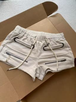 Korean Spice Girl Retro Gray Zipper Drawstring Short Sweatpants Design Sense Low Waist Super Shorts Women