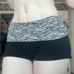 Fashionable Color Blocked Zebra Print Waist Cinched Sports Shorts, Spicy Girl Elastic Slim Fit Basic Casual Hot Pants