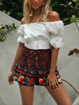 Vintage Chic Women Wild Floral Print Happie Summer Bohemian Short Ladies Beach Large Size High Waist Rayon Boho Shorts