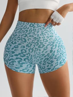 Women High Waist Leopard Print Shorts Seamless Slim Leggings Sexy Hip Liftting Gym Running Cycling Yoga Shorts Summer for Women