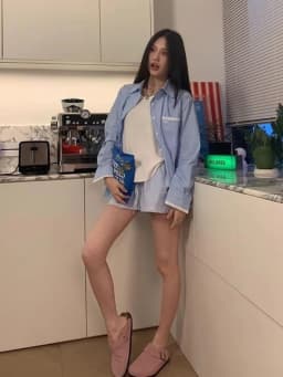 HOUZHOU Blue Striped Letter Embroidery Shorts Women Wide Leg Korean Fashion Short Pants Drawstring Baggy Casual Jorts Summer