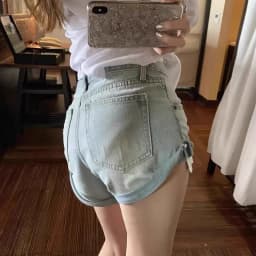 Retro Ripped Low-rise Denim Shorts Women 2026 Summer Hip-wrapped Jean Hot Pants Booty Shorts
