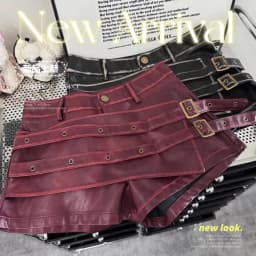 2026 New Retro Design Spice Girl Style Sexy A Word Super Shorts Pu Leather Shorts Skirts Women