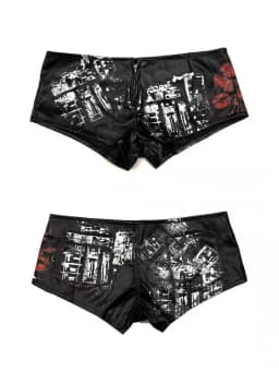 Sexy Printed Y2k Low-rise Shorts for Women 2026 New PU Leather Booty Shorts Hot Pants