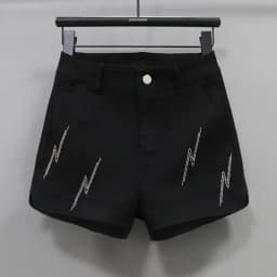 Black Denim Shorts For women's 2026 Spring/summer New Female Elastic high waisted Slim A-line Hot pants Casual Shorts