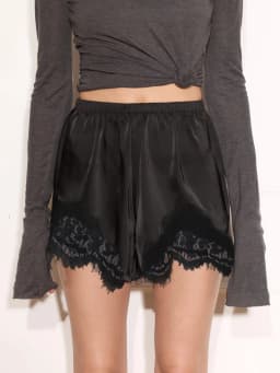 Women Black Lace Trim Slip Flowy Shorts Satin Elastic High Waist Lace Patchwork Shorts Y2k Coquette Boxer Pettipants Knickers 