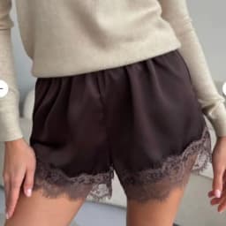 Women Black Lace Trim Slip Flowy Shorts Satin Elastic High Waist Lace Patchwork Shorts Y2k Coquette Boxer Pettipants Knickers 