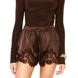 Women Black Lace Trim Slip Flowy Shorts Satin Elastic High Waist Lace Patchwork Shorts Y2k Coquette Boxer Pettipants Knickers 