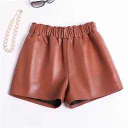 Genuine Leather Shorts For Women Korean Fashion 2025 Elastic Waist Booty Mini Sexy Short Feminino Red/Camel/Black Calzones Mujer