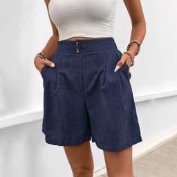 Summer New High Waist Shorts For Women Casual Loose Wide Leg Solid Shorts Casual Female Short Pants Pockets Holiday Shorts 2025