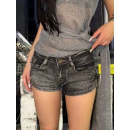 Vintage Coquette Low Rise 2000s Jean Shorts Denim Hot Pants Japanese Summer Women Y2k Streetwear Gyaru Harajuku Fashion Grunge
