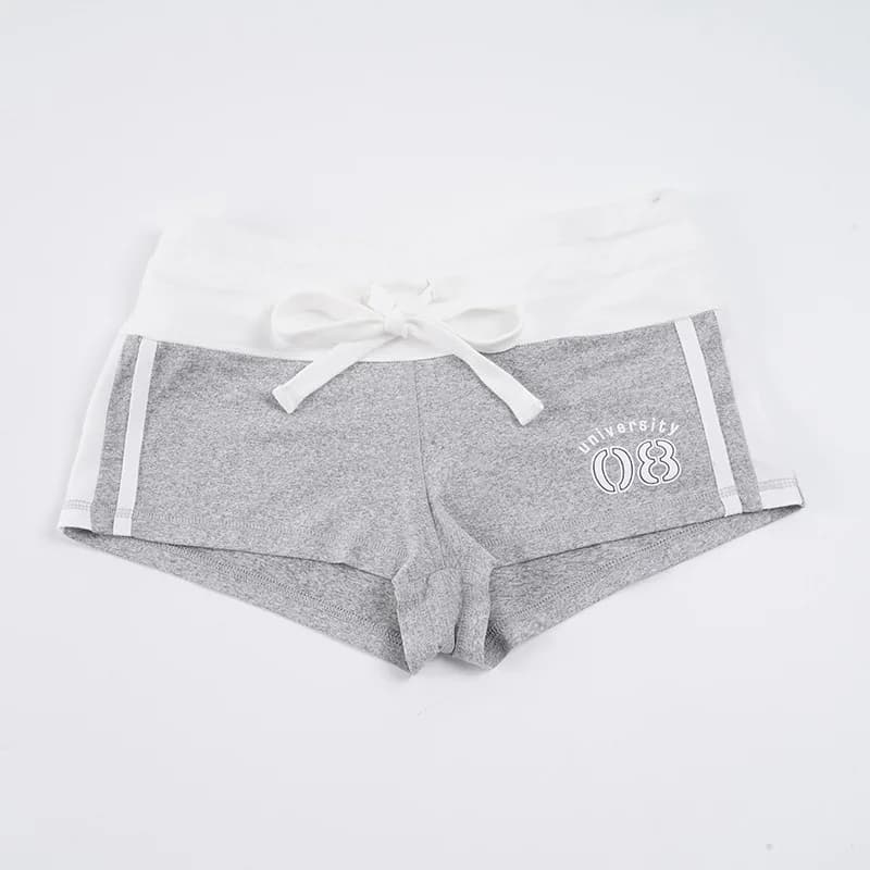 Women's Street Style Color Matching Letter Printing Shorts Casual Sports Drawstring Waist Navel Shorts