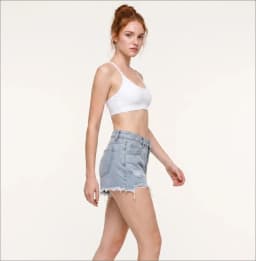 Ripped Denim Shorts Women Casual Minimalist Mid Waist Washed Light Blue Hot Pants Straight Fit Retro Distressed Frayed Shorts