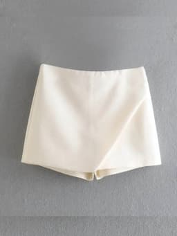New Women Fashion Candy Color Asymmetrical Shorts Skirts Lady Zipper Fly Pockets Hot Shorts Chic Pantalone