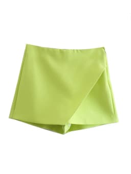 New Women Fashion Candy Color Asymmetrical Shorts Skirts Lady Zipper Fly Pockets Hot Shorts Chic Pantalone