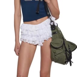 Women Mesh Lace Bloomer Shorts Y2k Layered Ruffle Frilly Booty Shorts Fairy Bowknot Sexy Boy Shorts Panties Party Clubwear
