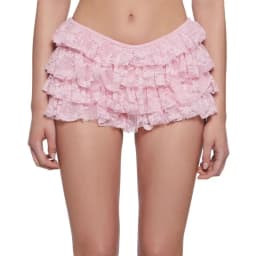 Women Mesh Lace Bloomer Shorts Y2k Layered Ruffle Frilly Booty Shorts Fairy Bowknot Sexy Boy Shorts Panties Party Clubwear