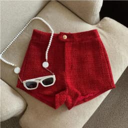 Tweed Shorts Women Korean High Waist Wide Leg Shorts Office Lady Elegant White Black Autumn Winter Casual All Match Short Pants