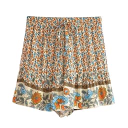 Boho Queens Women Wild Floral Print Bohemian Happie Short Ladies Beach Summer Elastic Waist Rayon Boho Shorts