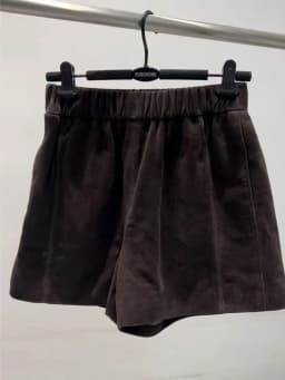 Suede Leather Shorts Women Spring Genuine Leather Harajuku Vertical Bar Short Britches Casual Bloomers Coffee Shorts de Mujeres