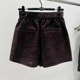 Suede Leather Shorts Women Spring Genuine Leather Harajuku Vertical Bar Short Britches Casual Bloomers Coffee Shorts de Mujeres