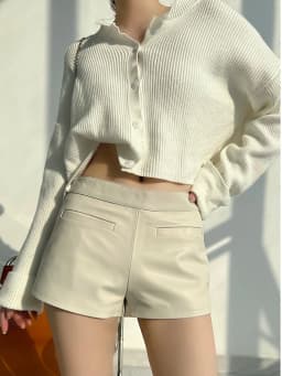 Metallic Genuine Leather Shorts for Women Splendid Korean Style Y2k Hot Micro Thin Pants Girls Casual Low Waist Slim Booty Skort