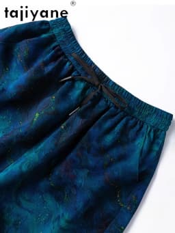 TAJIYANE 100% Natural Mulberry Silk Shorts Woman Summer Baggy Short Fashion Casual blue Short Pants Women Clothing 2025 шорты