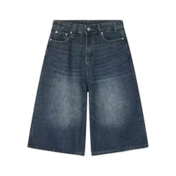 2026 Y2k Retro Women Low Rise Jorts Brushed Black Wash Cropped Baggy Jeans Wide Leg Frayed Denim Short Pants Fashion