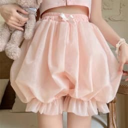 Japanes Kawaii Cute Lolita Safety Cotton Bloomers Women's Sweet Bow Accent Fluffy Harajuku Solid Color Ruffles Pumpkin Shorts