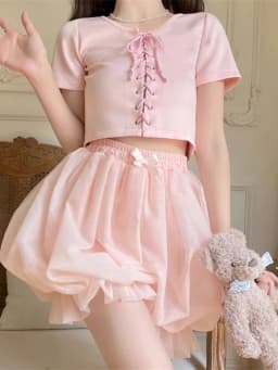 Japanes Kawaii Cute Lolita Safety Cotton Bloomers Women's Sweet Bow Accent Fluffy Harajuku Solid Color Ruffles Pumpkin Shorts