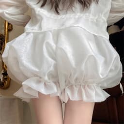 Japanes Kawaii Cute Lolita Safety Cotton Bloomers Women's Sweet Bow Accent Fluffy Harajuku Solid Color Ruffles Pumpkin Shorts