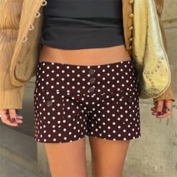 Summer Women Elastic Waist Shorts Casual Summer Y2K Polka Dot Low Rise Shorts with Front Button Daily Wear Hot Days