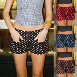 Summer Women Elastic Waist Shorts Casual Summer Y2K Polka Dot Low Rise Shorts with Front Button Daily Wear Hot Days