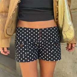 Summer Women Elastic Waist Shorts Casual Summer Y2K Polka Dot Low Rise Shorts with Front Button Daily Wear Hot Days