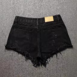 Black Denim Super Shorts Women Summer New Low-rise Ripped Shorts Crimped Sexy Hot Pants