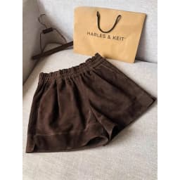 Suede Leather Shorts Women Spring Genuine Leather Harajuku Vertical Bar Short Britches Casual Bloomers Coffee Shorts de Mujeres