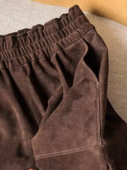 Suede Leather Shorts Women Spring Genuine Leather Harajuku Vertical Bar Short Britches Casual Bloomers Coffee Shorts de Mujeres