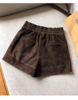 Suede Leather Shorts Women Spring Genuine Leather Harajuku Vertical Bar Short Britches Casual Bloomers Coffee Shorts de Mujeres