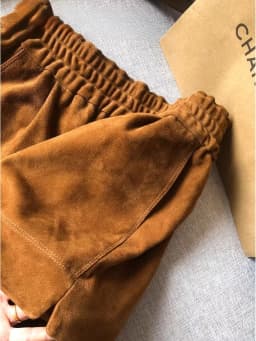 Suede Leather Shorts Women Spring Genuine Leather Harajuku Vertical Bar Short Britches Casual Bloomers Coffee Shorts de Mujeres