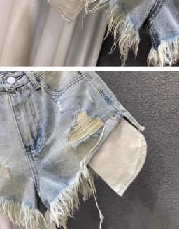 Women's A-shaped Denim Shorts Jeans 2026 Summer New Slim-fit High-waisted Ripped Design Y2k Shorts Wide-leg Booty Shorts