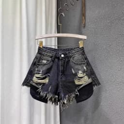 Women's A-shaped Denim Shorts Jeans 2026 Summer New Slim-fit High-waisted Ripped Design Y2k Shorts Wide-leg Booty Shorts