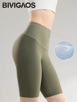 BIVIGAOS Summer Thin Seamless High Waist Sharkskin Bicycle Shorts Women Knee Length Tight Biker Shorts Sport Short Leggings