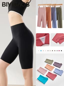 BIVIGAOS Summer Thin Seamless High Waist Sharkskin Bicycle Shorts Women Knee Length Tight Biker Shorts Sport Short Leggings