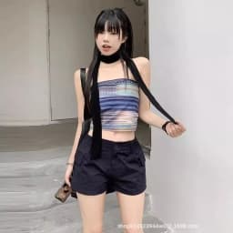 Summer Retro Women Cargo Shorts Y2K High Waist Streetwear Loose Pockets Wide Leg Pants Korean Cotton All Match Female Shorts