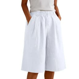 Women'S Casual Wide Leg Shorts Elastic Waist Knee Length Loose Shorts With Pockets Summer Seven Quarter Pants Plus Size Clothing